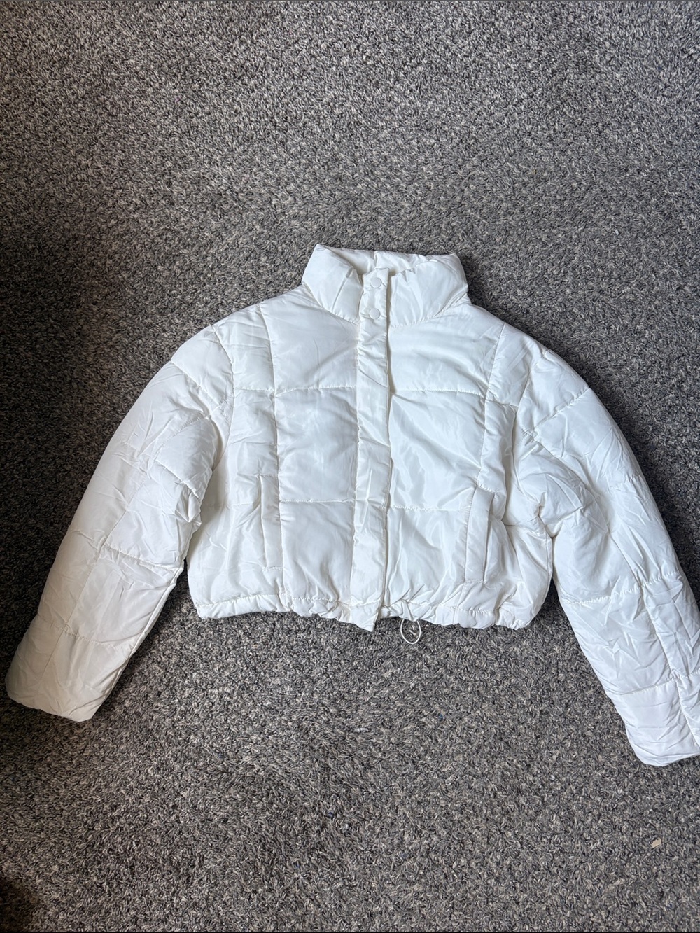 Love Tree White Cropped Puffer Jacket